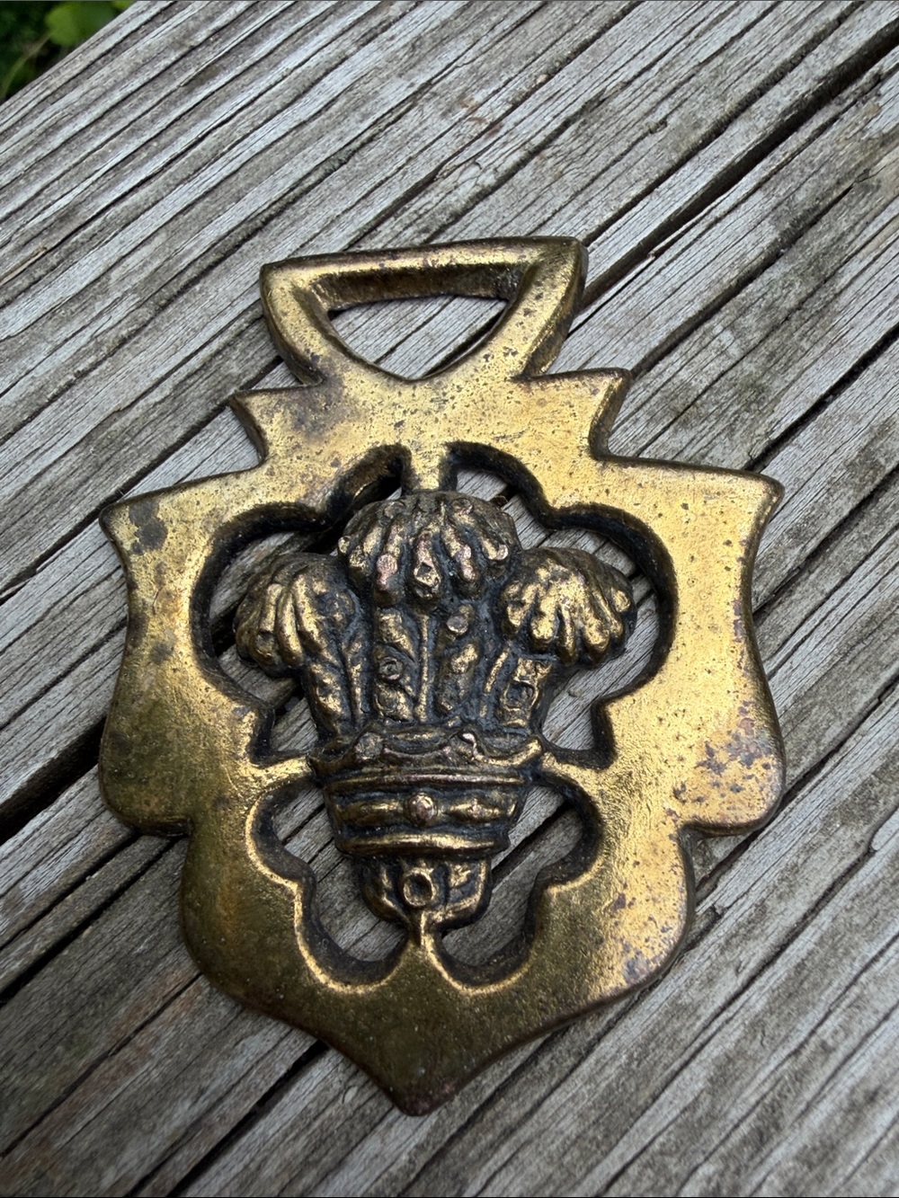 Brass Horse Harness Prince Of Wales 3 Feathers 2.75” Ht. x 2.25” Width Ornament
